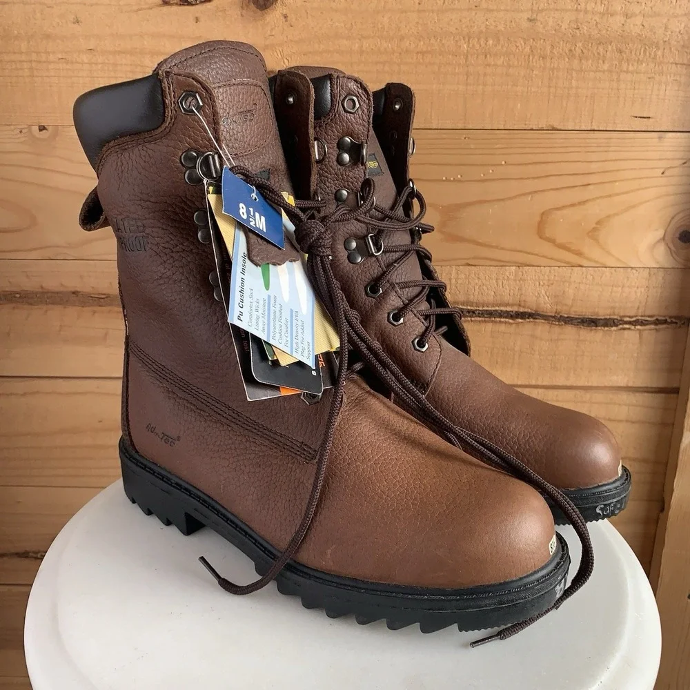 Adtec Mens Work Boots NWT 8.5M Steel Toe Brown Logger‎ Waterproof 1200 *Flaws